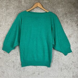 John Wanamaker Vintage Sweater Womens Medium Green Acrylic Pullover- 4116